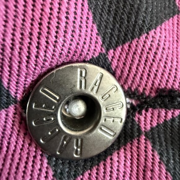 Ragged Jeans Pants Checkerboard Whimsigoth High Rise Pink Black - Picture 5 of 16